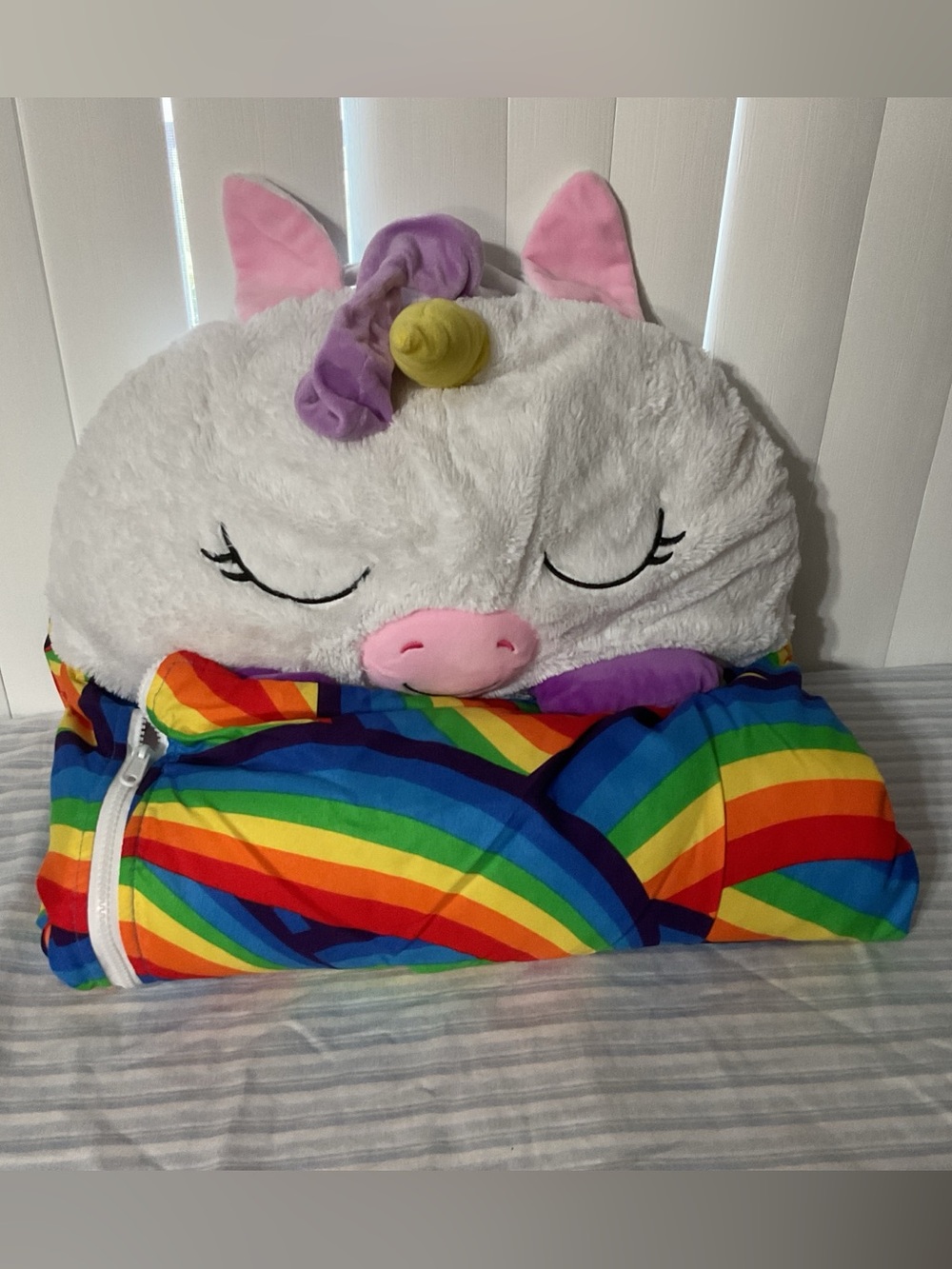 Plush Unicorn Rainbow Hoodie Sleeping Bag